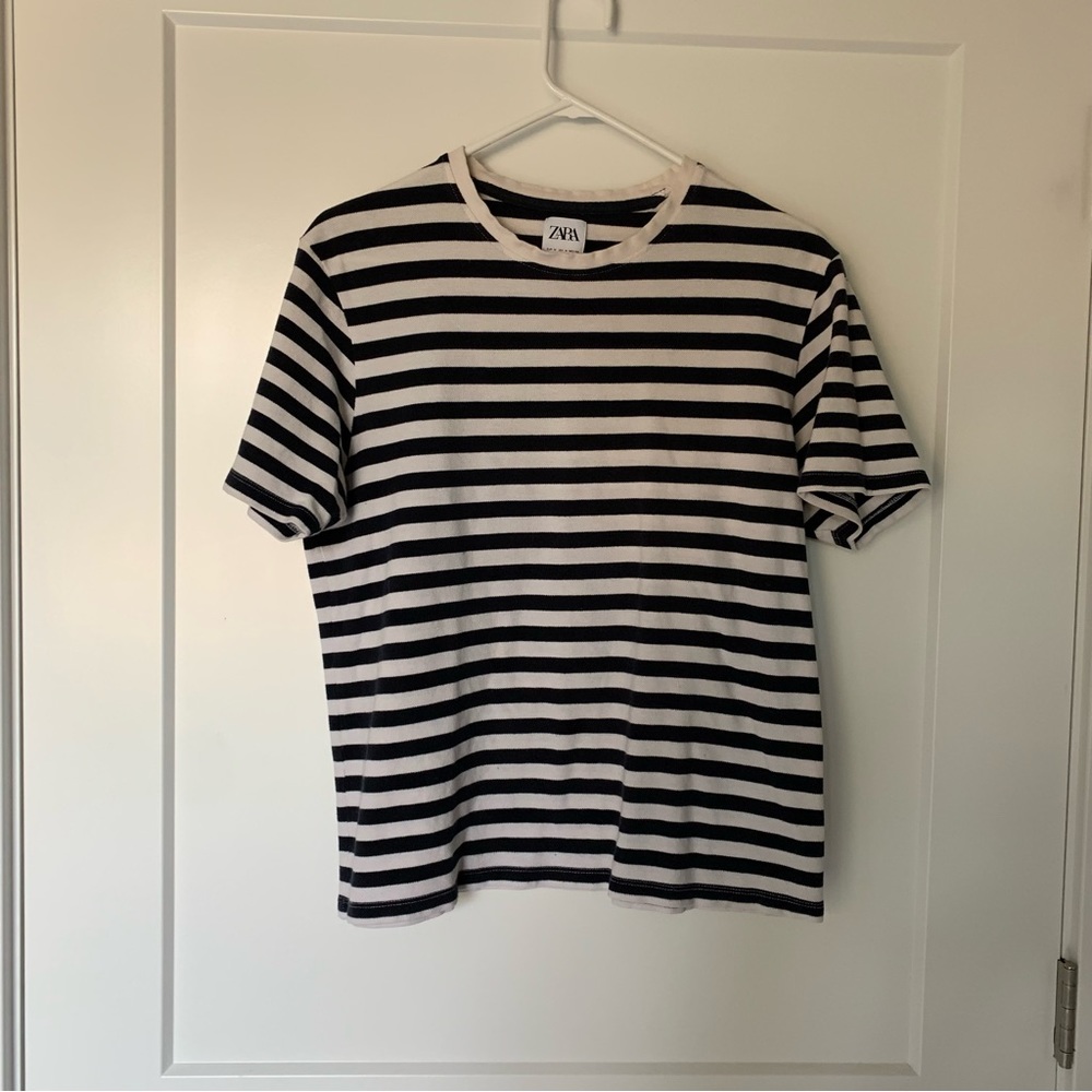 Zara Blue & White Striped T-shirt